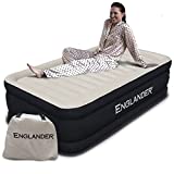 Englander Twin Size Air Mattress w/ Built in Pump - Luxury Double High Inflatable Bed for Home, Travel & Camping - Premium Blow Up Bed for Kids and Adults - Black