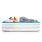 Twin Air Mattress with Electric Pump - Inflatable Airbed Twin Size - Elevated High Raised Air Mattress Flocked Top Double High Luxury Blow Up Mattresses