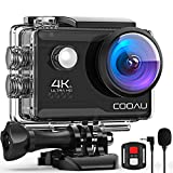 COOAU 4K 20MP Wi-Fi Action Camera External Microphone Remote Control EIS Stabilization Underwater 40M Waterproof Sport Camera Time Lapse with 2X1200mAh Batteries and 20 Accessories