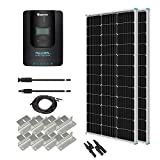 Renogy 200W 12V Monocrystalline Panel Starter 40A Rover MPPT Controller/Mounting Z Brackets/Tray Cable/Adaptor Kit, RV Solar Charging, Boats, Off-Grid System