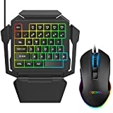 One Hand Gaming Keyboard and Mouse Combo, 39 Keys PUBG Keycap Version Wired Mechanical Feel Rainbow Backlit Half Keyboard, Support Wrist rest, USB Wired Gaming Mouse for Gaming