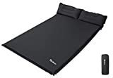 Ubon Double Camping Sleeping Pad Self- Inflating Camping Mattress with Pillows 2 Person Inflatable Comfort Camping Pad for Camping- Black