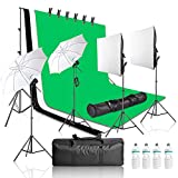 EMART 2000W Photography Video Studio Lighting Kit, Softbox Umbrella Continuous Photo Lighting, 8.5 x 10 Feet Backdrop Stand Support System, 3 Muslin Backdrops