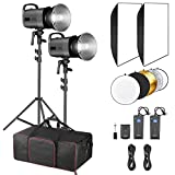 Neewer 600W Photo Studio Strobe Flash Lighting Kit: (2)S101 300W Monolights with Bowens Mount,(2)Softbox,(1)RT-16 Trigger,(2)Light Stands,(1)Reflector and Bag for Studio, Product, Portrait Photography