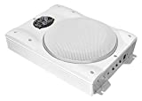 Low Profile Marine Subwoofer System - 1000 Watt 8 Inch Slim Active Waterproof Amplified Bass Speaker - Underseat Mount Audio Sound Amplifier Box for Small Boat, Marine Vehicles - Lanzar AQTB8 (White)