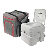 Camping Brothers Outdoor Portable Toilet with Carry Bag (5.3 Gallons Capacity Waste Tank) - Camping Porta Potty Supports 286 LBS and Up to 50 Flushes - Detachable Tanks for Easy Cleaning & Carrying