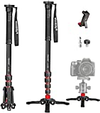 Manbily Extendable Camera Aluminum Monopod with Feet,Portable Travel Monopod with Removable Tripod Stand Base for DSLR Canon Nikon Sony Video Camcorder,5 Sections up to 67-in,Max Load 15.5 Lbs（A-222）