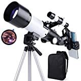 occer Telescopes for Adults Kids Beginners - 70mm Aperture 400mm Telescope FMC Optic for View Moon Planet - Portable Refractor Telescope with Adjustable Tripod Finder Scope Phone Adapter