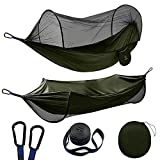 Grassman Pop-up Camping Hammock with Mosquito Net, Portable Anti-rip Nylon 9x4.6ft Bug Net Hammock, Easy Assembly Carabiners, for Camping, Backpacking, Travel, Hiking