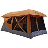Gazelle T4 Plus Extra Large 4 to 8 Person Portable Pop Up Outdoor Shelter Camping Hub Tent with Extended Screened in Sun Room, Orange