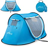 Pop-up Tent and Automatic Instant Portable Cabana Beach, Camping Tent Pop Up Shade Tent - Suitable for 2 People - 2 Doors - Water-Resistant, UV Protection Sun Shelter with Carrying Bag (Sky Blue)