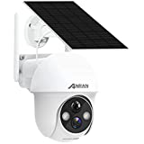 ANRAN Security Camera Wireless Outdoor with 360° View, Solar Outdoor Camera with Smart Siren, Spotlights, Color Night Vision, PIR Human Detection, Pan Tilt Control, 2-Way Talk, IP65, Q1 White