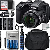 Nikon B500 Digital Camera (Black) with All-in-One Starter Bundle - Includes: SanDisk Ultra 64GB Memory Card, 4X Rechargeable Seller Replacement Batteries, Medium Size Carrying Case, and Much More