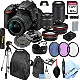 Nikon D5600 DSLR Camera with 18-55mm VR and 70-300mm Lenses + 128GB Card, Tripod,Back-Pack,Filters, 2X Telephoto Lens, HD Wide Angle Lens, Hood, Lens Pouch, and More (28pcs)