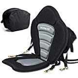 WOOWAVE Kayak Seat Padded Deluxe Canoe Seat Adjustable Boat Seat Cushioned Fishing Seat High Back Comfortable Backrest Support with Detachable Back Storage Bag for Universal Sit