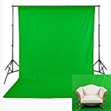 FHZON Green Screen Backdrop Without Stands Polyester Fabric Machine Washable Background Solid Color Pure Photography Photo Video Studio Booth Props 5x7ft YFH003