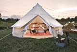 Dream House Outdoor Waterproof Cotton Canvas Family Camping Bell Tent (Beige Cotton Canvas Tent, Diameter 4 Meter)