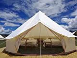 Outdoor Family Camping Safari Glamping Tent Waterproof Luxury 3/4/5/6M Yurt Bell Tent with Mesh Screen (Off White Oxford Tent, 4M Bell Tent)