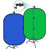 Neewer 5x7ft/1.5x2m Collapsible Chromakey Backdrop with 8.5ft/2.6m Stand, 2-in-1 Reversible Green Screen Blue Green Background Panel for Studio Photography, Live Streaming, Video Calls, Gaming