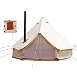 UNISTRENGH 4M/13.1ft Luxury Bell Tent Waterproof 4 Season Large Cotton Bell Tent with Roof Stove Jack