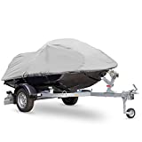 Pyle Heavy Duty Boat Cover - 127” to 138” Universal Marine Grade Storage Cover w/ Rear Air Vents, Waterproof Fabric & Elastic Cord - Protection Against Rain - PCVJS13 , Gray