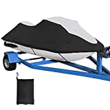Jet Ski Cover Umbrauto Upgraded Trailerable PWC Cover 600D Waterproof Fade-Resistant UV Proof Personal Watercraft Covers Grey/Black