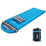 DESERT & FOX Cotton Flannel Sleeping Bags with Pillow, 4 Season Warm & Cold Weather Envelope Compression Sack, Lightweight & Portable Backpacking Sleeping Bag for Outdoor Camping, Hiking, Traveling