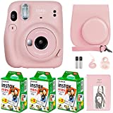 Fujifilm Instax Mini 11 Camera with Fujifilm Instant Mini Film (60 Sheets) Bundle with Deals Number One Accessories Including Carrying Case, Selfie Lens, Photo Album, Stickers (Blush Pink)