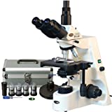 AmScope T690C-PCT200-PL Phase-Contrast Trinocular Compound Microscope, 40X-2500X Magnification, WH10x and WH25x Super-Widefield Eyepieces, Infinity Plan Achromatic Objectives, Brightfield, Kohler Condenser, Double-Layer Mechanical Stage, Includes 4 Phase Contrast Objectives and Turret