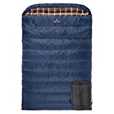 TETON Sports Mammoth +20F Queen-Size Double Sleeping Bag; Warm and Comfortable for Family Camping , Blue Taffeta, 94' x 62'