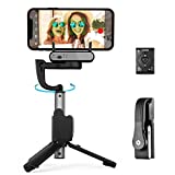 Gimbal Stabilizer for Smartphone, Selfie Stick Tripod with Face Tracking & 360°Rotation, 4 in 1 Portable Phone Tripod w/Extendable Stick for iPhone 13 Pro Android Video Recording Vlog hohem iSteady Q