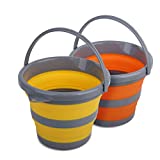 Tiawudi 2 Pack Collapsible Plastic Bucket with 1.32 Gallon (5L) Each, Foldable Round Tub, Space Saving Outdoor Waterpot for Garden or Camping, Portable Fishing Water Pail