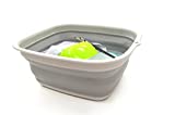 SAMMART 7.7L (2 Gallon) Collapsible Tub - Foldable Dish Tub - Portable Washing Basin - Space Saving Plastic Washtub (Grey, S)