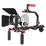 Neewer Shoulder Rig Kit for DSLR Cameras and Camcorders, Movie Video Film Making System with Matte Box, Follow Focus, C-Shaped Bracket, 15mm Rods, Handgrip, 1/4” & 3/8” Threads (Red + Black)
