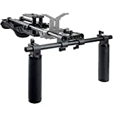 NICEYRIG 15mm Shoulder Pad Rig Support System with Riser Base Plate Mount, 15mm Rod and Handle Grips for DSLR Camera Run-and-Shot