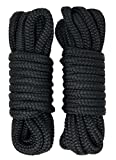 Dock Lines - 2 Pack 15' x 3/8' Premium Double Braided Nylon Boat Dock Lines/Mooring Lines with 12' Eyelet - Boat Rope - Black - Rainier Supply Co
