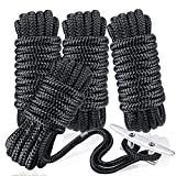 Dock Lines & Ropes Boat Accessories - 4 Pack 3/8' x 15' Double Braided Nylon Dock Lines with 12” Loop Excellent 5800 lbs Breaking Strength Marine Rope for Kayak Pontoon Boats up to 30ft Boating Gifts