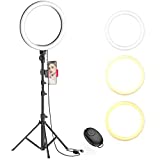 Erligpowht 10' Selfie Ring Light with Tripod Stand & Cell Phone Holder for Live Stream/Makeup, Dimmable Led Camera Beauty Ringlight for YouTube TikTok/Photography Compatible with Cell Phone(Upgraded)