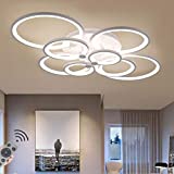 LED Dimmable Ceiling Light Modern Ring Circle Flush Mount Ceiling Lamp Acrylic Lampshade Chandelier Bedroom Kitchen Living Room Interior Decorative Lighting Fixture ,8 rings/41.73×30.7×7.5in/120w