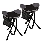 REDCAMP 2-Pack Camping Stool Folding, 17-inch Tall Lightweight Portable Tripod Camp Stools for Backpacking Hiking Hunting Fishing, Black and Gray