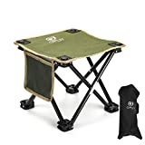 Camping Stool, Folding Samll Chair Portable Camp Stool for Camping Fishing Hiking Gardening and Beach, Camping Seat with Carry Bag (Green, L 13.5')