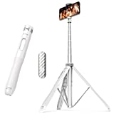 ATUMTEK 51' Selfie Stick Tripod, All in One Extendable Phone Tripod Stand with Bluetooth Remote 360° Rotation for iPhone and Android Phone Selfies, Video Recording, Vlogging, Live Streaming, White