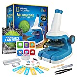 NATIONAL GEOGRAPHIC Microscope for Kids - STEM Kit with an Easy-to-Use Kids Microscope, Up to 400x Zoom, Blank and Prepared Slides, Rock and Mineral Specimens, and More, Great Science Project Set