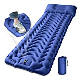 Camping Sleeping Pad, MEETPEAK Extra Thickness 4 Inch Inflatable Sleeping Mat with Pillow Built-in Foot Pump, Compact Ultralight Waterproof Camping Air Mattress for Backpacking, Hiking, Tent
