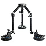 CAMTREE G-51 Professional Gripper Campod Car Mount Stabilizer - Black Triple Vacuum Suction Cup for DSLR Video Camera up to 20kg/44lbs | Free Safety Cable & Protective Bag