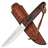 AUBEY Fixed Blade Hunting Knife Full Tang with Leather Sheath for Men, D2 Blade Outdoor Survival Camping Knife, G10 Handle