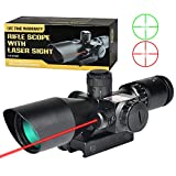 MidTen 2.5-10x40 Red Green Illuminated Mil-dot Tactical Rifle Scope with Red Laser Combo - Green Lens Color & 20mm Mounts