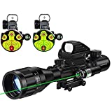 MidTen 4-16x50 Tactical Rifle Scope Dual Illuminated Optics & Rangefinder Illuminated Reflex Sight 4 Holographic Reticle Red/Green Dot Sight & IIIA/2MW Laser Sight (Green)