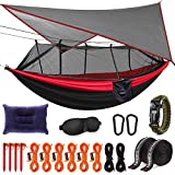 Kinfayv Camping Hammock with Net and Rain Fly - Portable Double Hammock with Bug Net and Tent Tarp Heavy Duty Tree Strap, Hammock Tent for Travel Camping Backpacking Hiking Outdoor Activities,Red