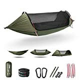 ETROL Camping Hammock with Mosquito Net,3 in 1 Function Parachute Portable Hammock,,Double & Single Hammocks Tent for Travel Outdoor Indoor Hiking Patio - with Tree ​Straps,Carabiners,Aluminium Poles